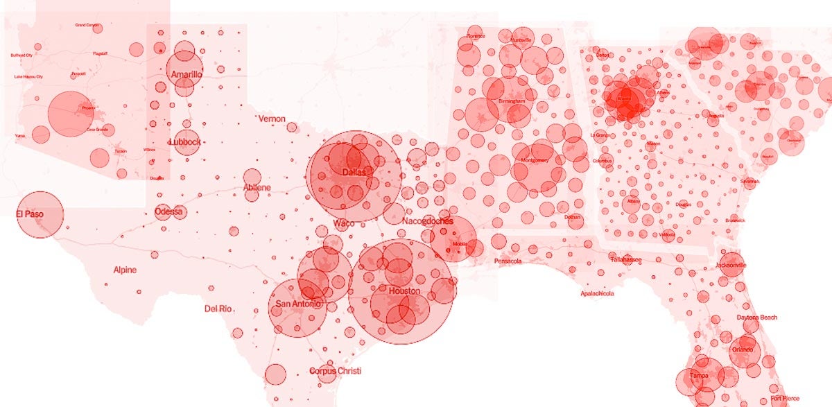 COVID19 hot spots emerge across the Sun Belt as states expand
